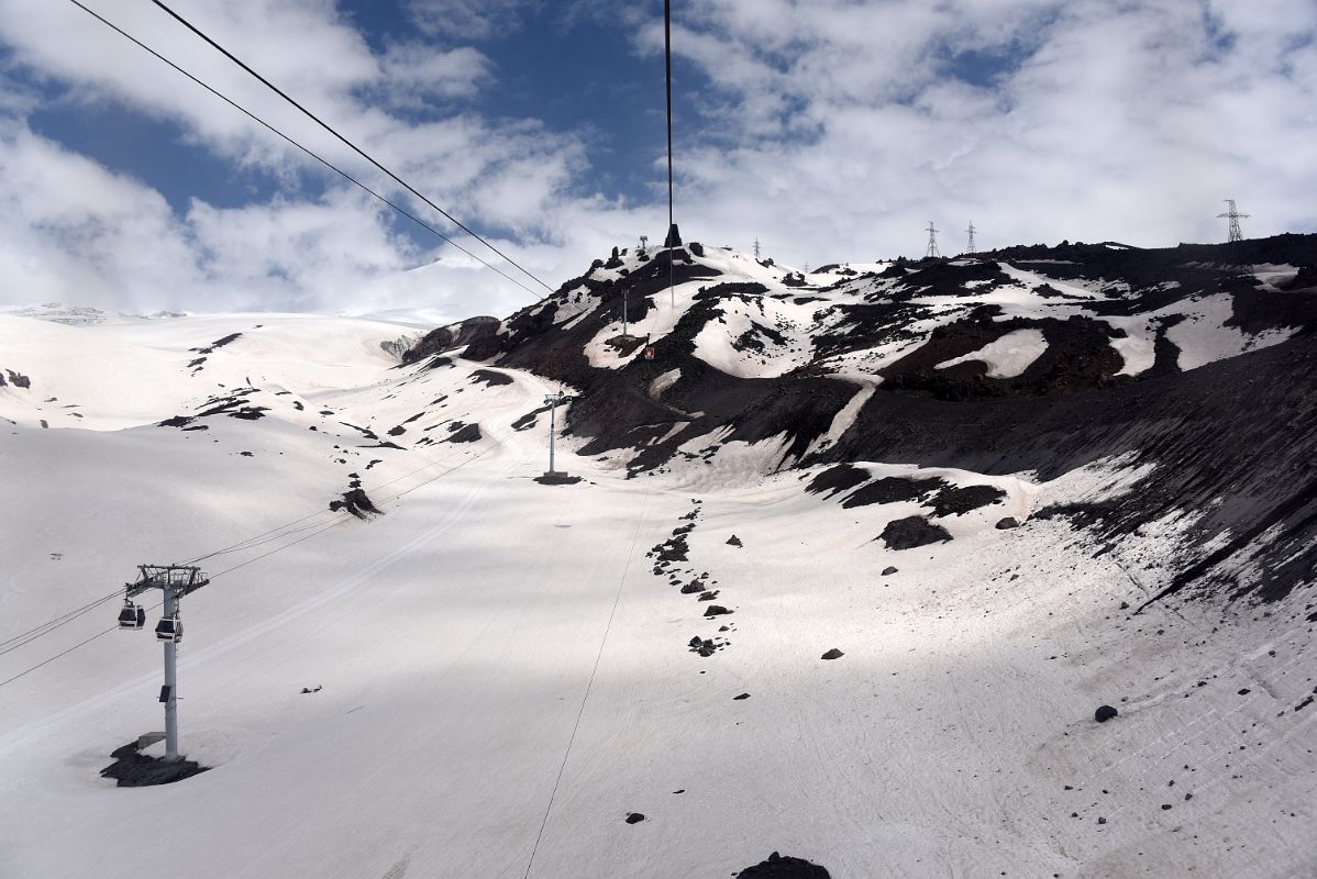 03G Looking Ahead To Mir Cable Car Station 3500m From Krugozor 3000m To Start The Mount Elbrus Climb